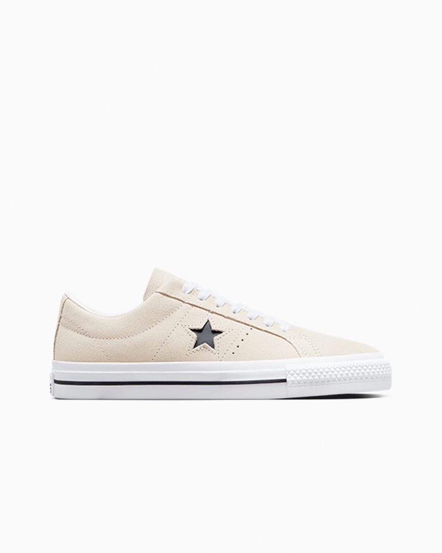 Tenis Skate Converse CONS One Star Pro Camurça Masculino Bege Branco Pretas | PT Q093P78